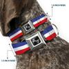 Dog Collar Seatbelt Buckle Stripes Blue White Red 18 to 32 Inches 1.5 Inch Wide view 2