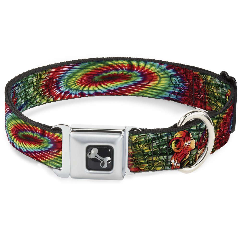 Dog Collar Seatbelt Buckle Tattoo Johnny Bird Kiss 16 to 23 Inches 1.5 Inch Wide