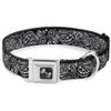 Buckle-Down Seatbelt Buckle Dog Collar - Floral Paisley2 Black/White - 1" Wide - Fits 9-15" Neck - Small view 1