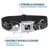 Buckle-Down Seatbelt Buckle Dog Collar - Floral Paisley2 Black/White - 1" Wide - Fits 9-15" Neck - Small view 4