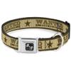 Buckle-Down Seatbelt Buckle Dog Collar - WANTED-DEAD OR ALIVE/Star Tans - 1" Wide - Fits 11-17" Neck - Medium view 1