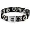 Buckle-Down Seatbelt Buckle Dog Collar - Panda Bear Sugar Skull Black/White - 1.5" Wide - Fits 16-23" Neck - Medium view 1