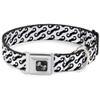 Buckle-Down Seatbelt Buckle Dog Collar - Diagonal Handlebar Mustaches White/Black - 1" Wide - Fits 9-15" Neck - Small view 1