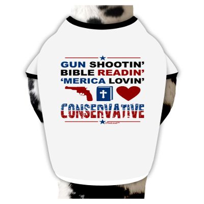 TOOLOUD Gun Shootin' Conservative Cotton Dog Shirt White with Black XL