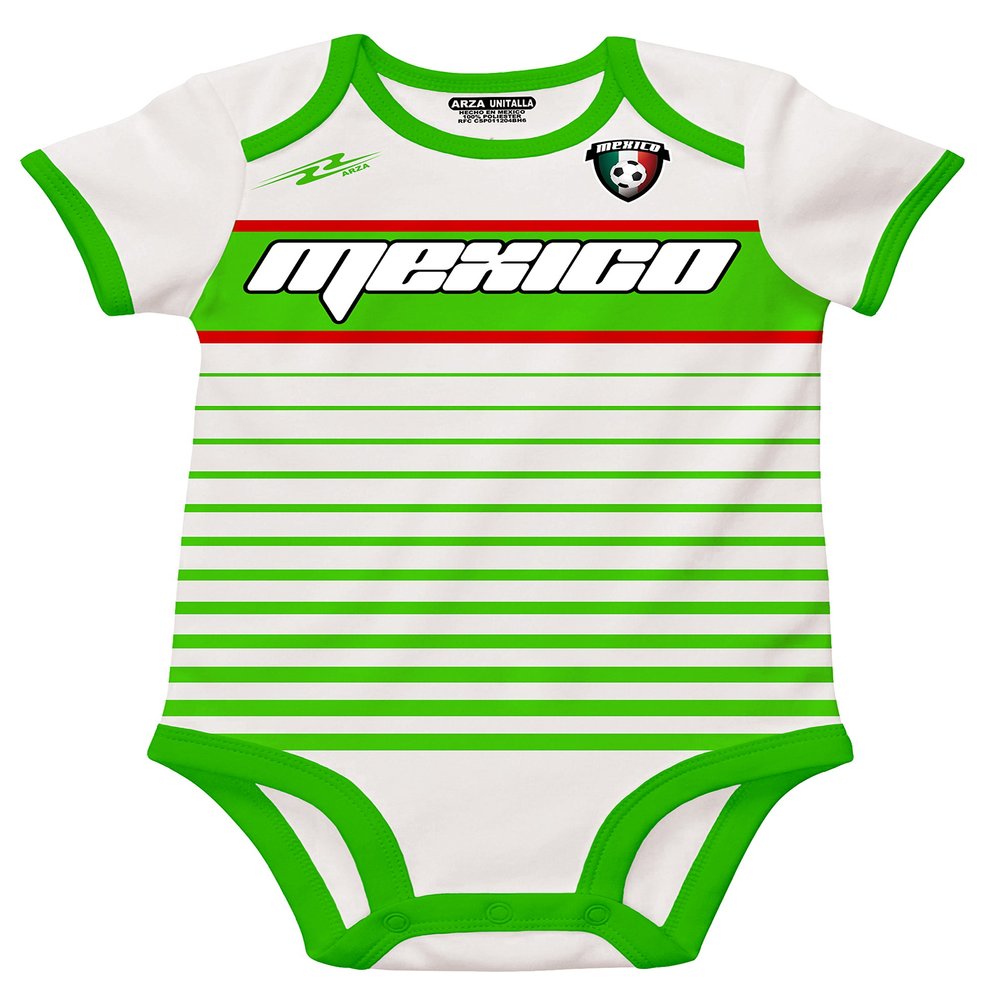 Mexico Soccer Baby Outfit Romper Onesie Mameluco Made by Arza (White)