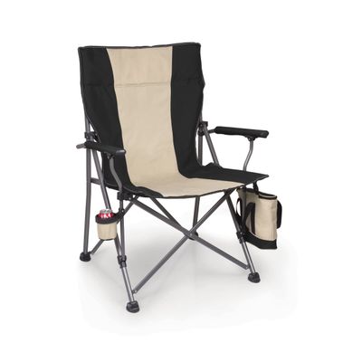 PICNIC TIME Big Bear XXL Camping Chair with Cooler, Heavy Duty Beach Chair, Outdoor Folding Chair, 500 lb weight capacity, (Black)