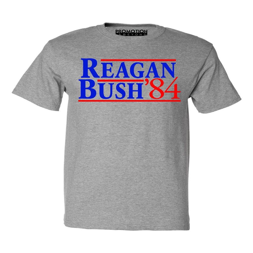 P&B Reagan Bush 84 (Blue Text) Men's T-Shirt, 2XL, H. Grey