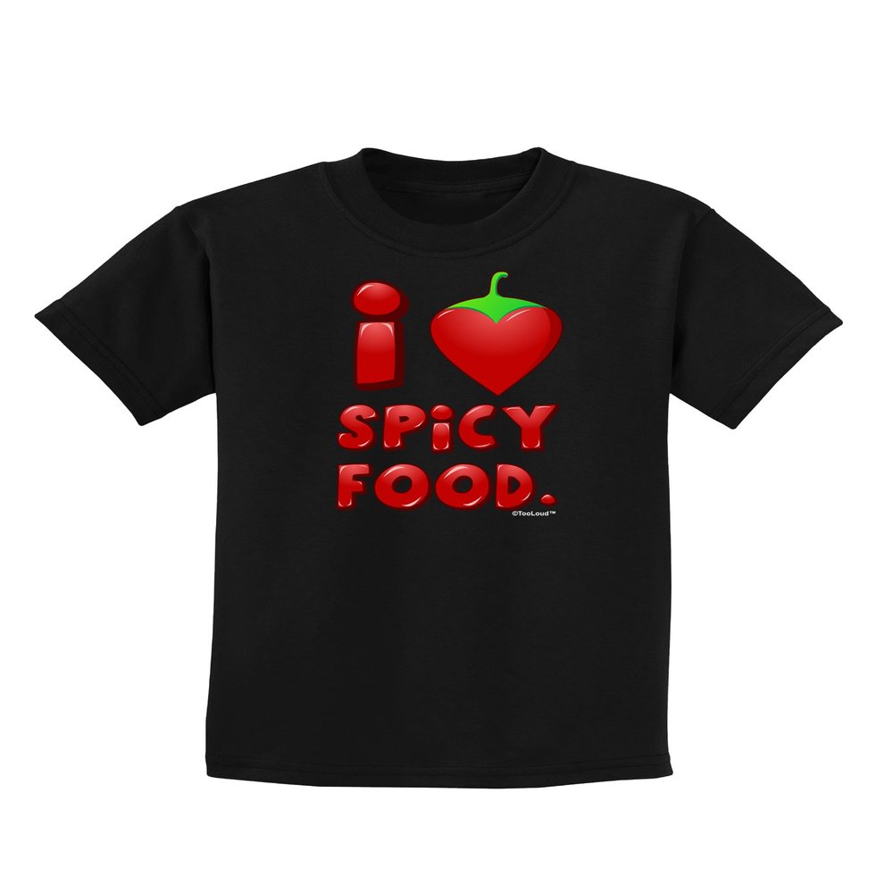 TOOLOUD I Heart Spicy Food Childrens Dark T-Shirt - Black - Large
