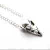 2Pcs Ancient Silver Raven Skull Necklace, Bird Skull Pendant, Big Bird Skull Necklace, Raven Skull, Goth Jewellery view 3
