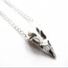 2Pcs Ancient Silver Raven Skull Necklace, Bird Skull Pendant, Big Bird Skull Necklace, Raven Skull, Goth Jewellery view 4