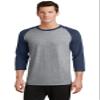 Port & Company 50/50 Cotton/Poly 3/4-Sleeve Raglan T-Shirt. PC55RS Athletic Heather/ Navy 2XL view 1