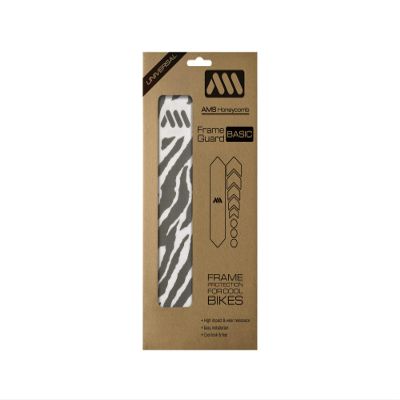 All Mountain Style AMSFG1CLZB Honeycomb High Impact Frame Guard Basic Protects your bike from scratches and dings, Clear/Zebra, One size