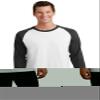 Port & Company 50/50 Cotton/Poly 3/4-Sleeve Raglan T-Shirt. PC55RS White/ Jet Black M view 1