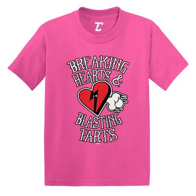 Breaking Hearts & Blasting Farts - Funny Infant/Toddler Cotton Jersey T-Shirt (Pink, 2T)