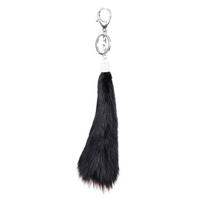 URSFUR Fluffy Fox Tail Keychain Cell Phone Bag Charm Pendant Car Hanging Taseel Key Chain Ring Hook Cosplay Toy Gift