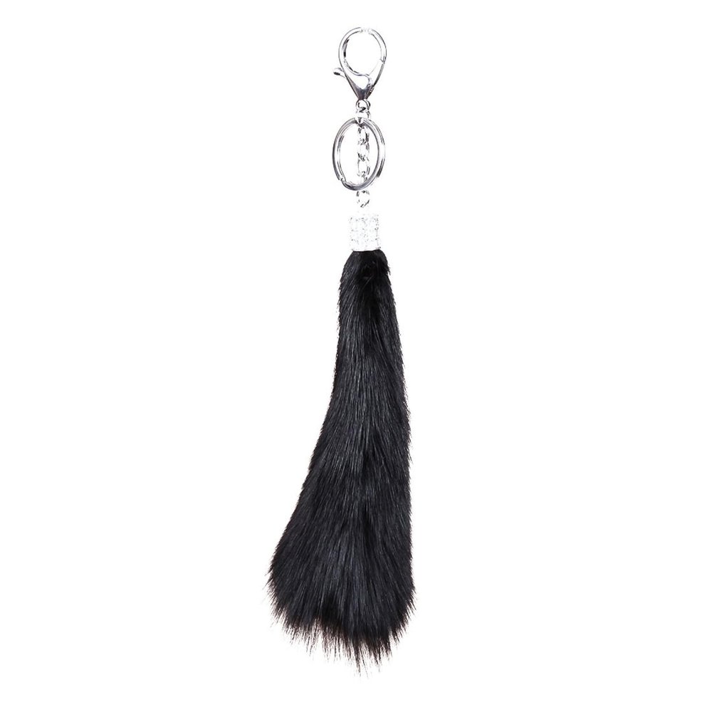 URSFUR Fluffy Fox Tail Keychain Cell Phone Bag Charm Pendant Car Hanging Taseel Key Chain Ring Hook Cosplay Toy Gift