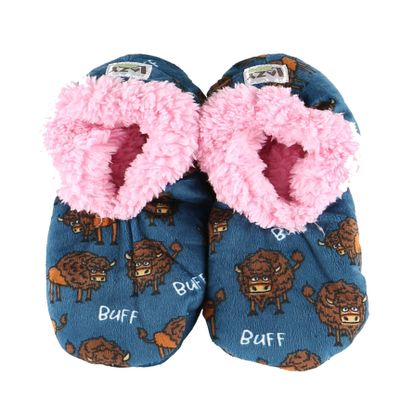 Lazy One Fuzzy Feet Slipper Socks for Women, Cute Fleece-Lined House Slippers, Buffalo, Non-Skid (S/M)