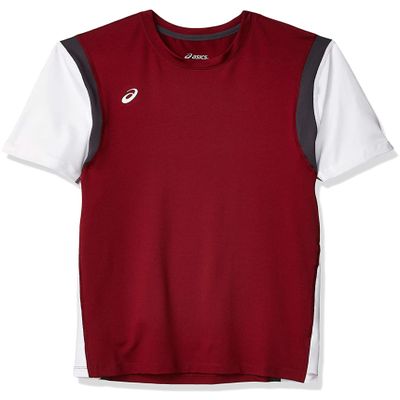 ASICS Men's Enduro Shorts Sleeve Top, Cardinal/White, Small