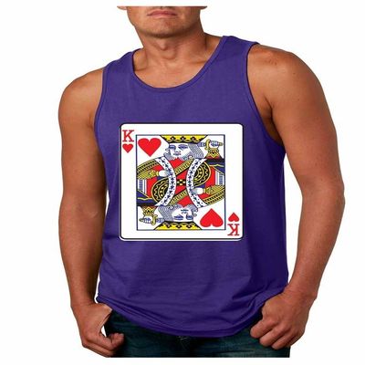 ALLNTRENDS Couple Tank Tops Queen and King Cards Valentine's Day Love T Shirt (Women's L Men's XL, Purple)