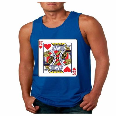 ALLNTRENDS Couple Tank Tops Queen and King Cards Valentine's Day Love T Shirt (Women's S Men's M, Royal Blue)