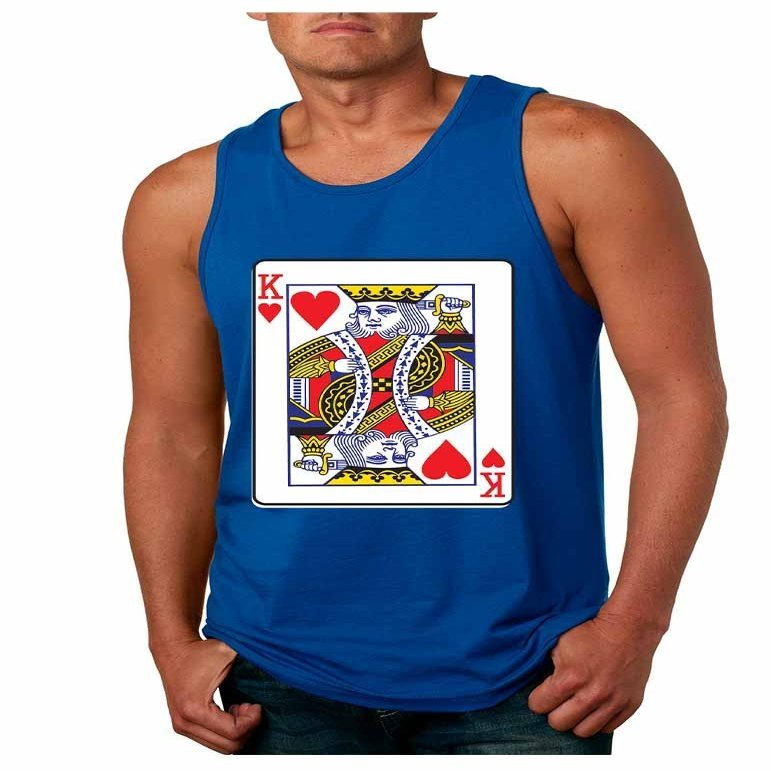 ALLNTRENDS Couple Tank Tops Queen and King Cards Valentine's Day Love T Shirt (Women's S Men's XL, Royal Blue)