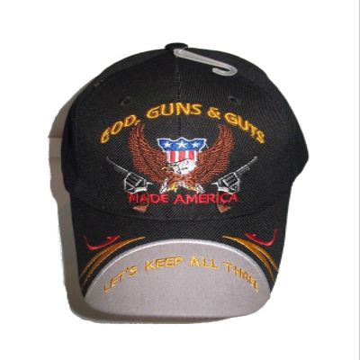 God Guns and Guts Lets Keep All Three Made America Black Baseball Ball Cap Hat