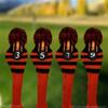 Pacific Golf Clubs Head Covers 3 5 7 9 Black and Orange Knit Retro Old School Vintage Stripe Pom Pom Throwback Classic view 2