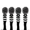 Pacific Golf Clubs Head Covers 5 7 9 X Black and White Knit Retro Old School Vintage Stripe Pom Pom Throwback Classic view 1