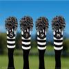 Pacific Golf Clubs Head Covers 5 7 9 X Black and White Knit Retro Old School Vintage Stripe Pom Pom Throwback Classic view 2