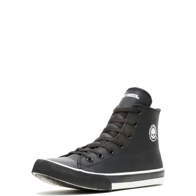 Harley-Davidson Men's Baxter Leather Motorcycle Casual Sneaker, Black/White, 11