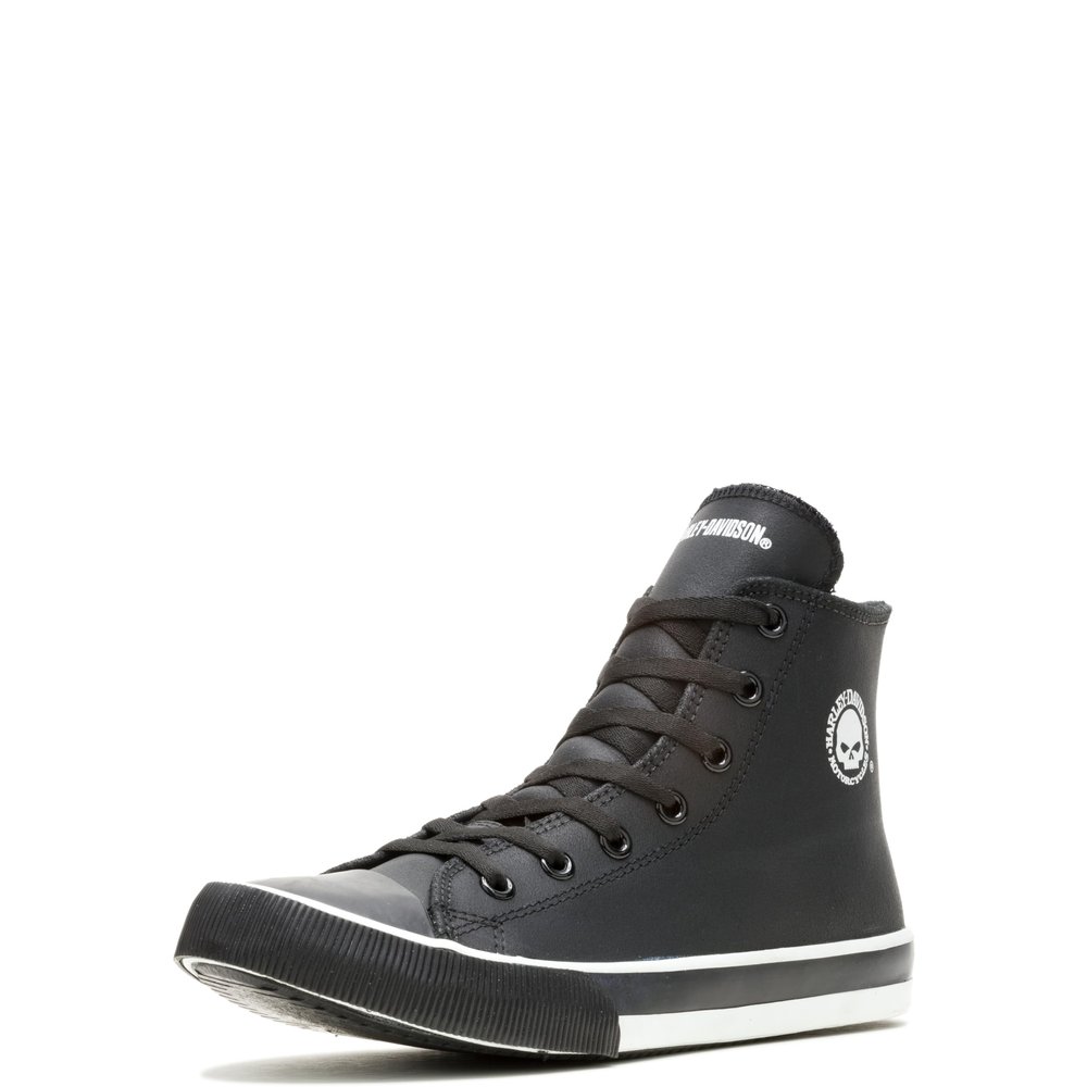 Harley-Davidson Men's Baxter Leather Motorcycle Casual Sneaker, Black/White, 11