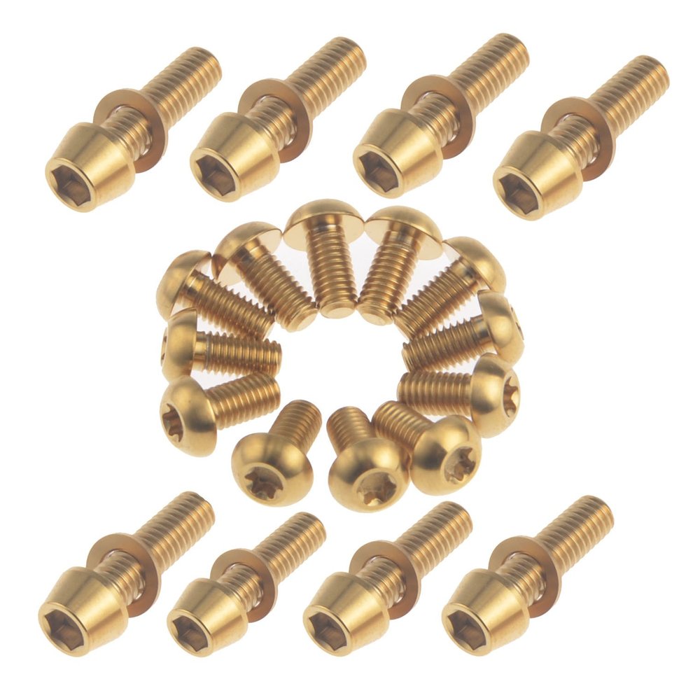 Bicycle Disc Brake M6 X 20m Mtitanium Bolts Upgrade Kit for Hope Shimano Hayes Magura Formula (Gold)