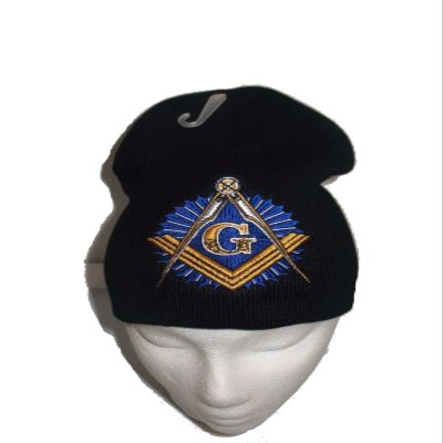 AES Black Mason Masonic Symbol Embroidered Acrylic Snow Cap Beanie Skull Cap