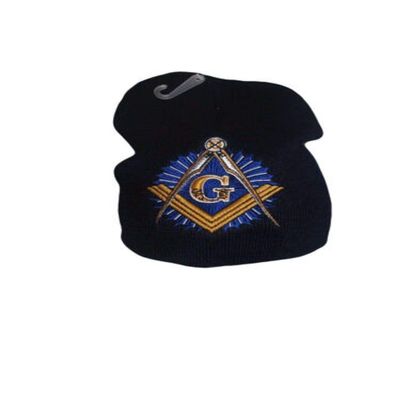 AES Dark Navy Blue Mason Masonic Gold Symbol Snow Cap Beanie Skull Cap