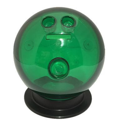 Bowling Ball Coin Bank with Stand (Green)