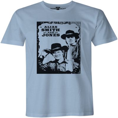 More T Vicar Men's Alias Smith and Jones Poster - T Shirt L Light Blue