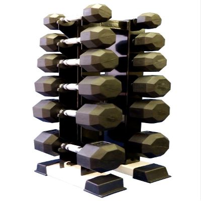 Ader Octagon Rubber Dumbbell Sets 6 Pairs 5,10,15, 20, 25, 30 w/Rack