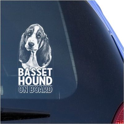 Basset Hound Clear Vinyl Decal Sticker for Window, Bassethound Dog Sign Art Print