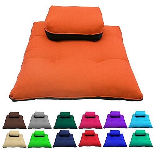 Magshion Meditation Zafu & Zabuton Set, Cushions, Training, Exercise, Yoga Mats- 2 Sizes (Orange, Square 3" x33'x33)