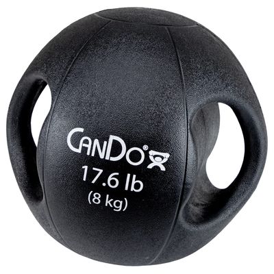 CanDo Molded Dual-Handle Medicine Ball for Strength Training, Core Workouts, Warmups, Cardio, and Plyometrics with Handles for Home and Clinic Use