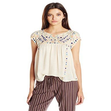 Rip Curl Juniors Daydream Embroidery Top, Natural, Large