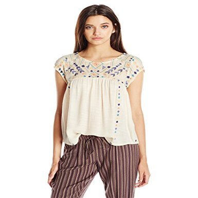 Rip Curl Juniors Daydream Embroidery Top, Natural, Large