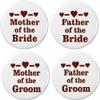 4 Mother/Father of Bride/Groom Brown Heart 2.25 Large Buttons Pins Wedding view 1