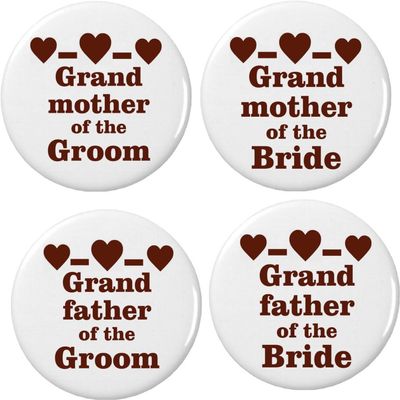 A&T Designs 4 Grandmother/Grandfather of Bride/Groom Brown Heart 2.25" Keychains Wedding