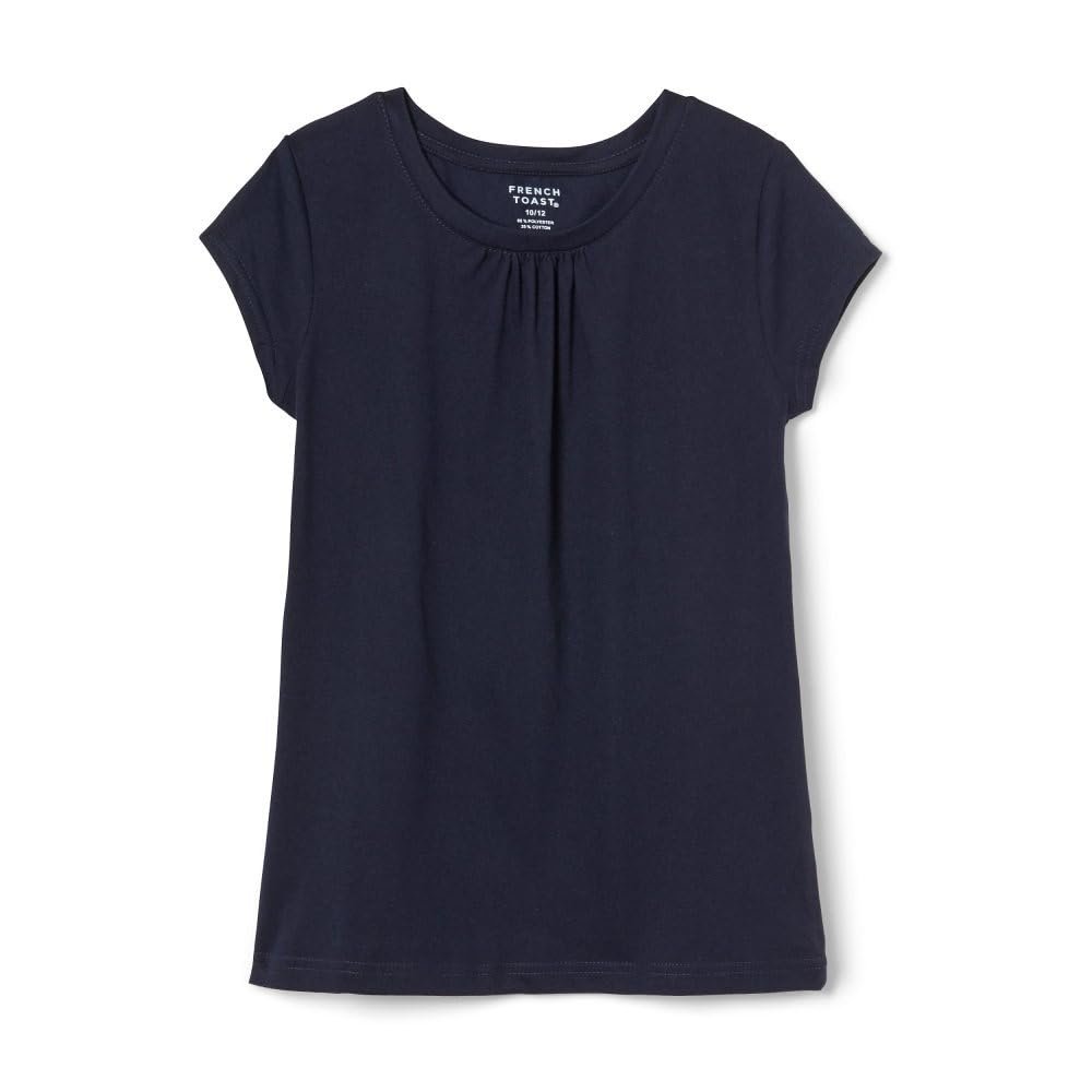 French Toast Girls Short Sleeve Crewneck T-Shirt Tee T Shirt, Navy, 14 US