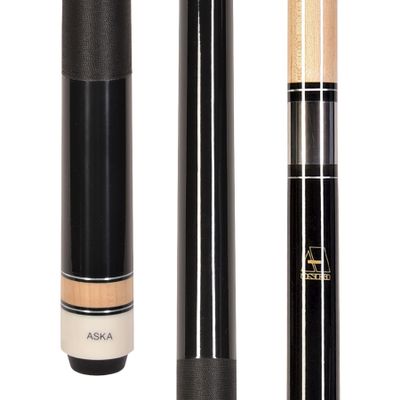 ASKA L2 2-Piece Pool Cue Stick, 58-inches Hard Rock Canadian Maple, 13mm Hard Tip (21-Ounce, Black)