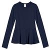 City Threads Big Girls' Cotton Long Sleeve Peplum Top Blouse Shirt for School, Parties or Play Perfect for Sensitive Skin and Sensory Friendly SPD, Navy, 10
