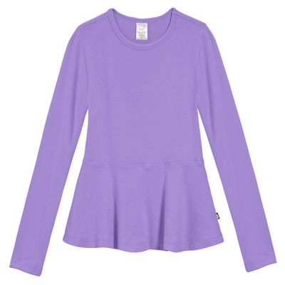 Long Sleeve Peplum Tee for Girls - 100% Cotton Baby Rib - City Threads USA