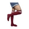 spomei Over Knee Thigh Socks Extra Long, Knee-High Warm Stocking Women Boot Sock Leg Warmer for Daily Wear, Cosplay U-SY-W6 (US, Alpha, One Size, Regular, Regular, Maroon and White Three Stripe) view 2