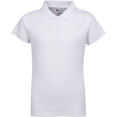 Premium Wear Girls Short Sleeve Polo Shirts - White Large